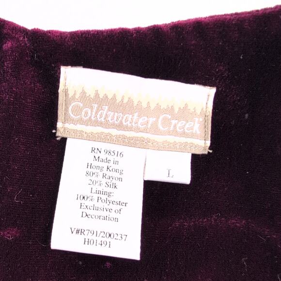 Eclectic Vintage Coldwater Creek Velvet Silk Crimson Button Up Top Women's Large - Picture 2 of 10